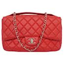 CHANEL TIMELESS HANDBAG EASY CARRY JUMBO RED QUILTED LEATHER HAND BAG - Chanel