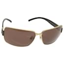CHANEL Óculos de sol metal marrom CC Auth bs11736 - Chanel