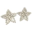 Alessandra Rich Platinum Tone Crystal Embellished Star Shape Clip Earrings