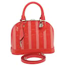 LOUIS VUITTON Vernis Rayures Alma BB 2Way Hand Bag Pink M91593 LV Auth ai616 - Louis Vuitton