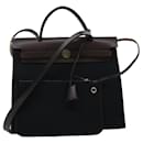 HERMES Herbag Zip PM Hand Bag Canvas 2way Black Auth am4398 - Hermès