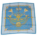 HERMES CARRE 90 Sciarpa hPARURES DES SABLESh Silk Blue Auth am498B - Hermès