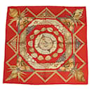 HERMES CARRE 90 Rocaille Scarf Silk Red Auth hk761 - Hermès