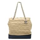 Light Brown and Black Quilted Tote Bag in Silver Hardware - Chanel