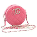 CHANEL Matelasse Bolso de hombro con cadena de piel de caviar Rosa CC Auth 23651UNA - Chanel