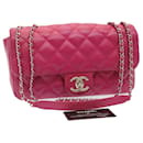 Bolsa de ombro CHANEL Matelasse Coco Rain forrada com corrente pele de cordeiro rosa auth 29191UMA - Chanel