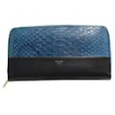 Blue Python Leather Wallet - Céline