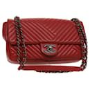 CHANEL bolsa tiracolo corrente pele de carneiro vermelho CC Auth bs3636UMA - Chanel