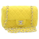 CHANEL Matelasse Chain Flap Shoulder Bag Turn Lock Yellow CC Auth 34513A - Chanel
