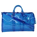 LOUIS VUITTON Monogram Vinyl Keepall Bandouliere 50 Bag Blue M53272 auth 46351A - Louis Vuitton
