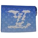 LOUIS VUITTON Monogram Clouds Pochette Voyage Clutch Bag Blue M45480 auth 46151A - Louis Vuitton