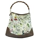 Tote Canvas de Bambu com Estampa Floral - Gucci