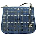 Leather and Suede Dark Blue Checked Shoulder Bag - Loro Piana