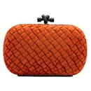 Orange Velvet & Python Leather Knot Clutch - Bottega Veneta