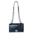 Black Soft Leather Bag with Silver Chain - Prada