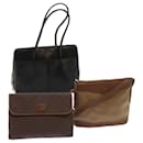 BALLY Shoulder Hand Bag Leather 3Set Black Brown Auth bs11675 - Bally