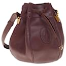 CARTIER Shoulder Bag Leather Wine Red Auth 65858 - Cartier