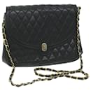 BALLY Quilted Chain Shoulder Bag Leather Black Auth 66071 - Bally