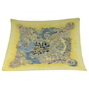 HERMES Carre Pleated L�fIle Deserte Scarf Silk Yellow Auth 65452 - Hermès
