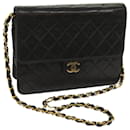 CHANEL Matelasse Chain Shoulder Bag Lamb Skin Black CC Auth yk10493 - Chanel