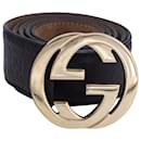 Gucci GG Buckle Belt in Black Leather