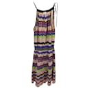M Missoni Metallic Stripe Halter Dress in Multicolor Viscose