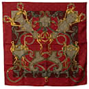 Bufanda de seda roja Hermes Par Mefsire Antoine De Plvvinel - Hermès
