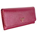 Raspberry Pink Saffiano Continental Wallet - Prada