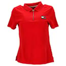 Tommy Hilfiger Damen-Piqué-Poloshirt mit Tommy-Badge aus roter Baumwolle