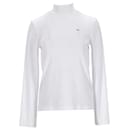 Tommy Hilfiger Womens Rib Knit Long Sleeve Fitted T Shirt in White Polyester