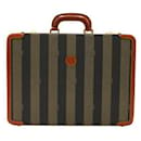 Vintage Leather & Striped Fabric Briefcase - Fendi