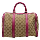 Braune und rosa monogrammierte, mittelgroße Joy Boston-Tasche aus Segeltuch - Gucci