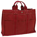 HERMES Deauville MM Tote Bag Toile Rouge Auth 65875 - Hermès