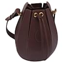 CARTIER Shoulder Bag Leather Wine Red Auth 65892 - Cartier