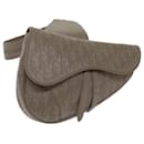 Christian Dior Saddle bag Bolso de hombro de lona Oblique Trotter Gris Auth 65327UNA