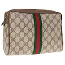 GUCCI GG Supreme Web Sherry Line Clutch Bag PVC Beige Rot 89 01 012 Auth 65942 - Gucci