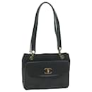 CHANEL Chain Turn Lock Shoulder Bag Caviar Skin Black CC Auth ar11351 - Chanel