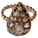 Signet ring in 14k rose gold with 10 rose cut diamonds totaling 2.15 carats. - Autre Marque