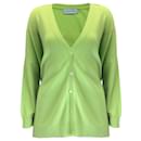 Michael Gabriel Lime Green Avatar Knit Oversized Long Sleeved Cashmere Button-down Cardigan Sweater - Autre Marque