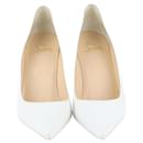 Christian Louboutin White Embossed Pointed Toepumps