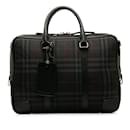 Black Burberry Tonal Check Business Bag