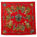 Lenços de seda vermelhos Hermes Les Fetes du Roi Soleil - Hermès