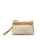 Beige Dior Large Shearling Caro Pouch Clutch Bag