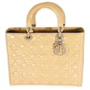Christian Dior Beige Patent Cannage Large Lady Dior