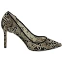 Jimmy Choo Romy Pointed Toe Pumps in Black Floral Corded Lace