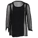 Miu Miu Long-Sleeve Sheer Top in Black Silk