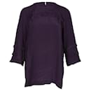 Miu Miu Long-Sleeve Ruffled Top in Purple Silk