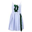 Prada Ruffled Striped Mini Dress in Light Blue Cotton