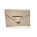 Vintage Beige Leather Clutch Bag Handbag - Yves Saint Laurent