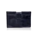 Vintage Black Leather Clutch Pochette Handbag - Yves Saint Laurent